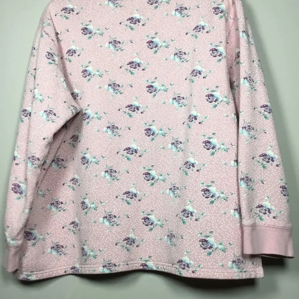 Vintage Pink‎ Floral Grannycore Grandma Cottagecore Feminine Sweatshirt 16-18W